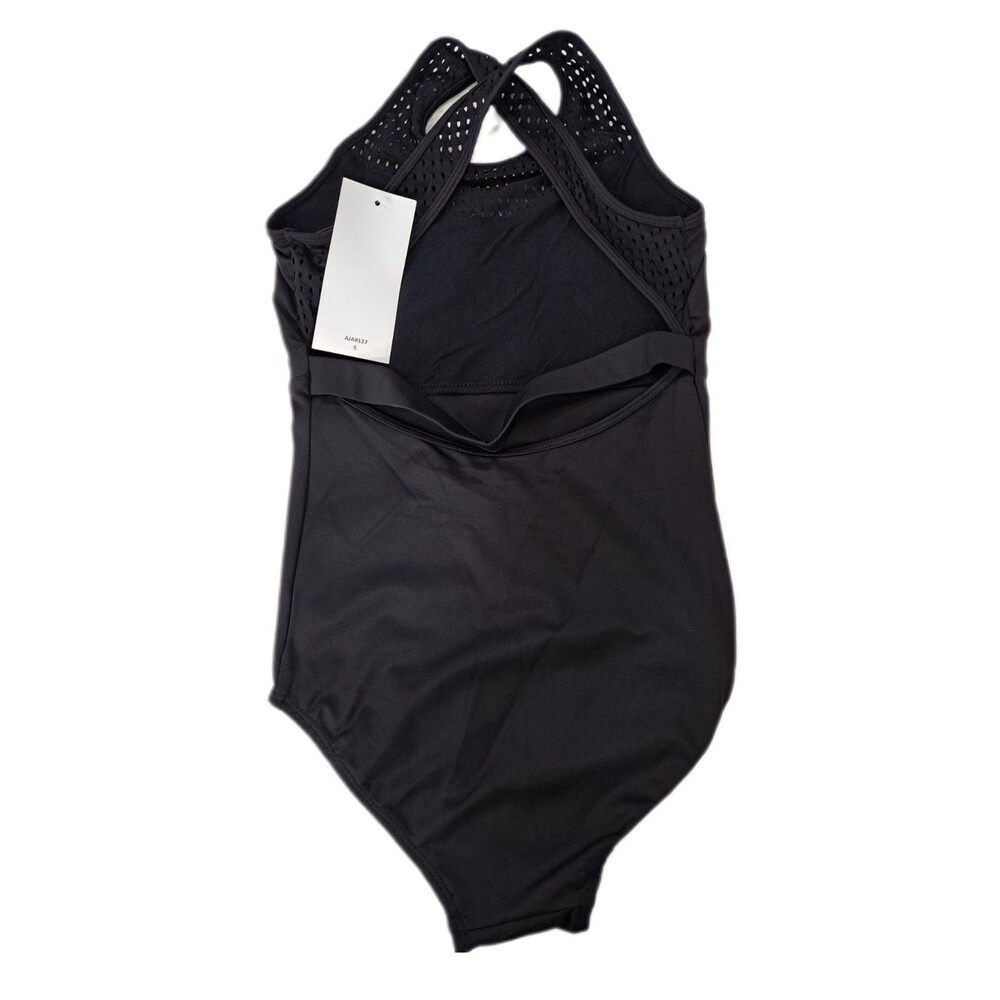 Aja VTG Strappy Crossback Belted Mesh Tank Leotard Black Women's AS Size S - Picture 12 of 16